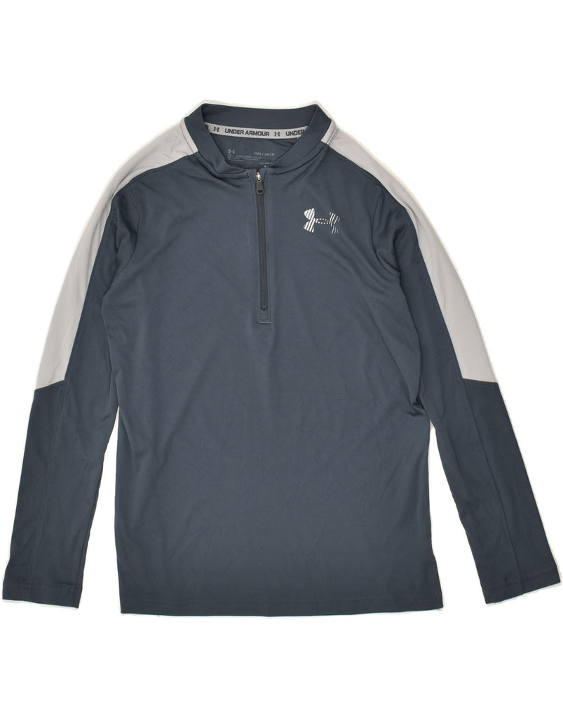 UNDER ARMOUR Boys Top Long Sleeve 10-11 Years Medium Grey Colourblock | Vintage Under Armour | Thrift | Second-Hand Under Armour | Used Clothing | Messina Hembry 