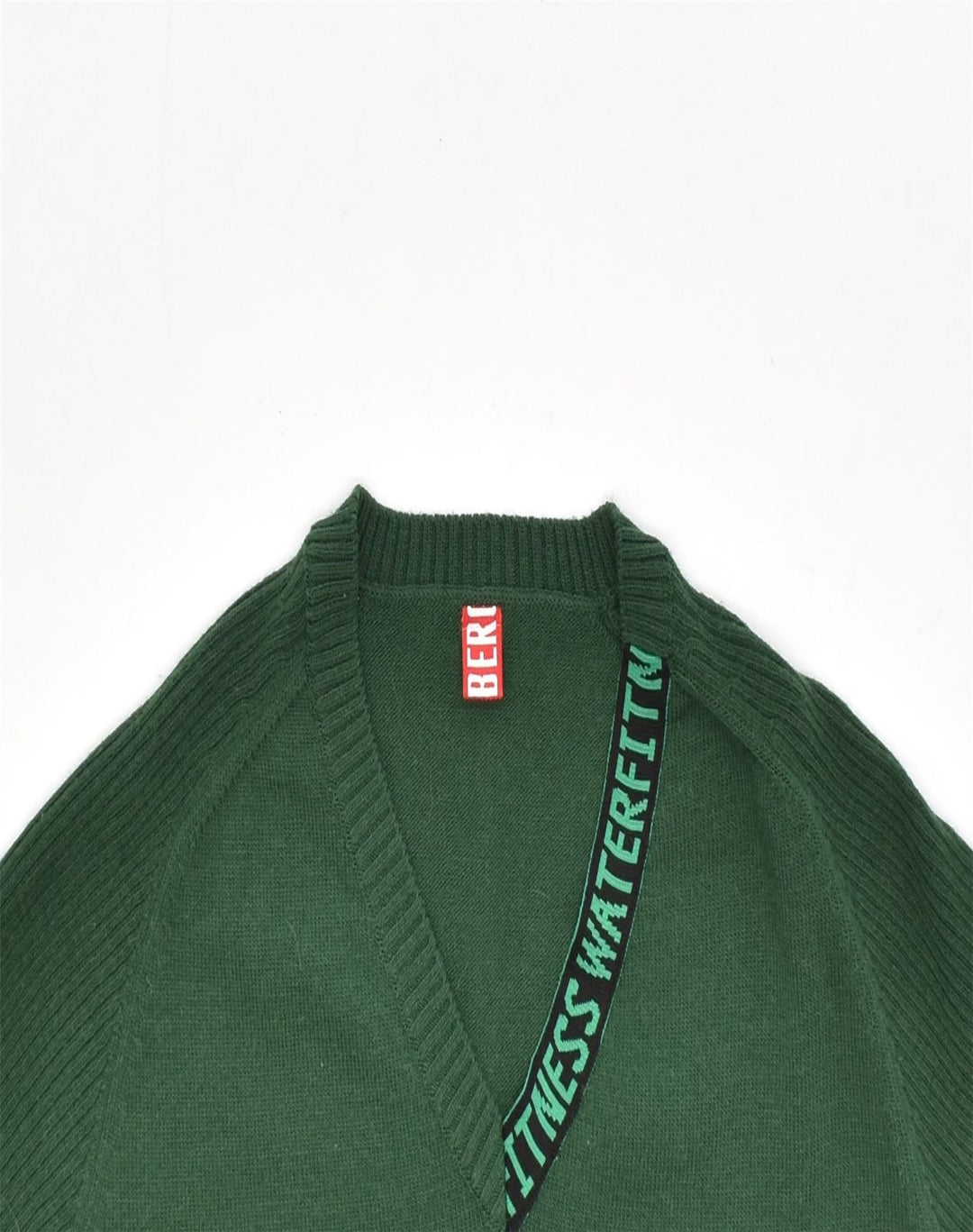 VINTAGE Mens V-Neck Jumper Sweater 2XL Green Virgin Wool