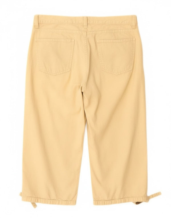 Benetton Womens Straight Capri Trousers IT 46 Large W32 L18 Beige Cotton