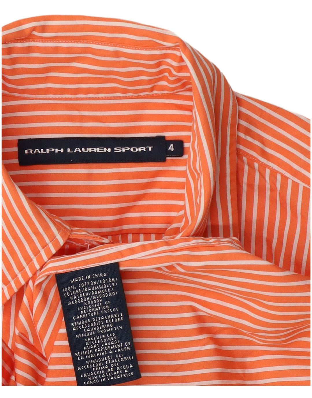 Ralph Lauren Womens Shirt US 4 Small Orange Striped Cotton
