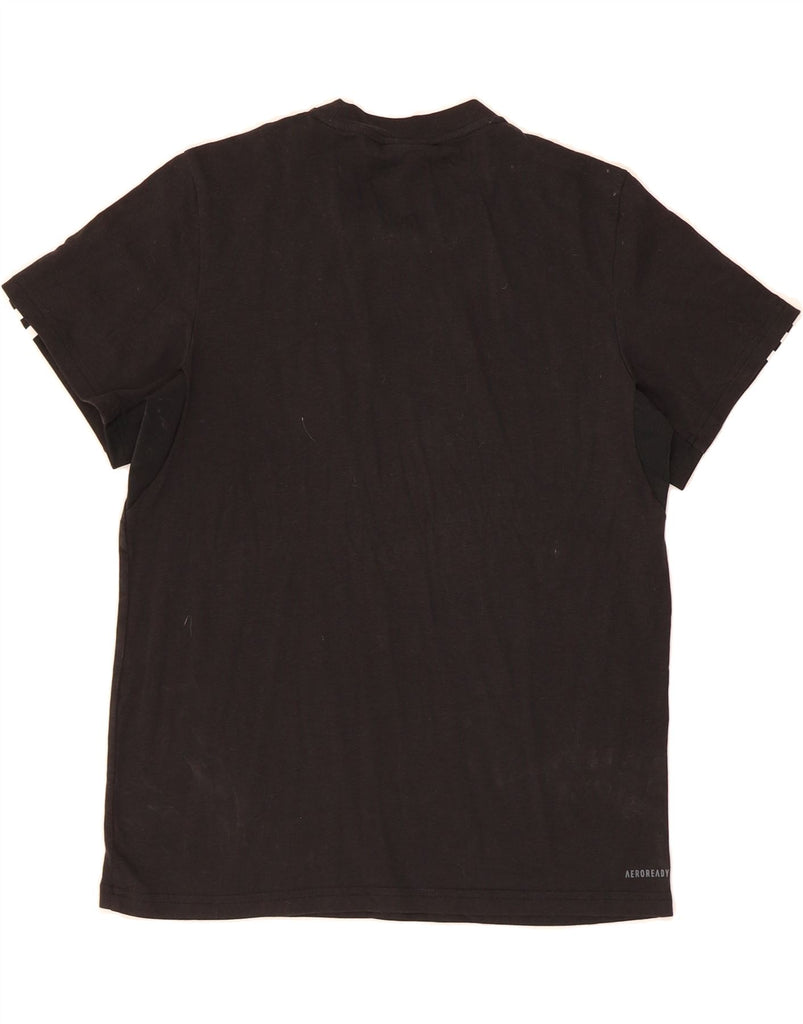 ADIDAS Womens Aeroready Graphic T-Shirt Top UK 12/14 Medium Black Cotton Vintage Adidas and Second-Hand Adidas from Messina Hembry 