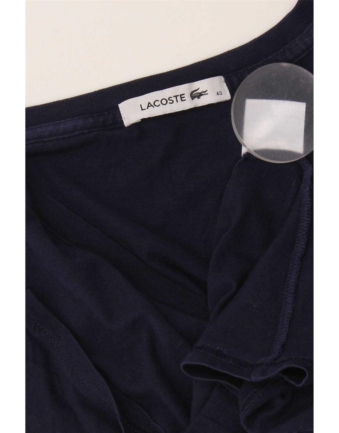 Lacoste Womens T-Shirt Top Size 40 Medium Navy Blue Cotton