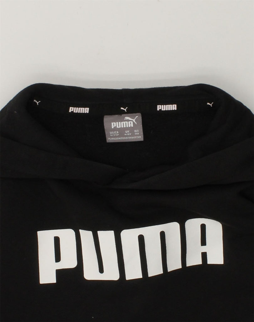 PUMA Boys Graphic Hoodie Jumper 4-5 Years Black Cotton | Vintage Puma | Thrift | Second-Hand Puma | Used Clothing | Messina Hembry 