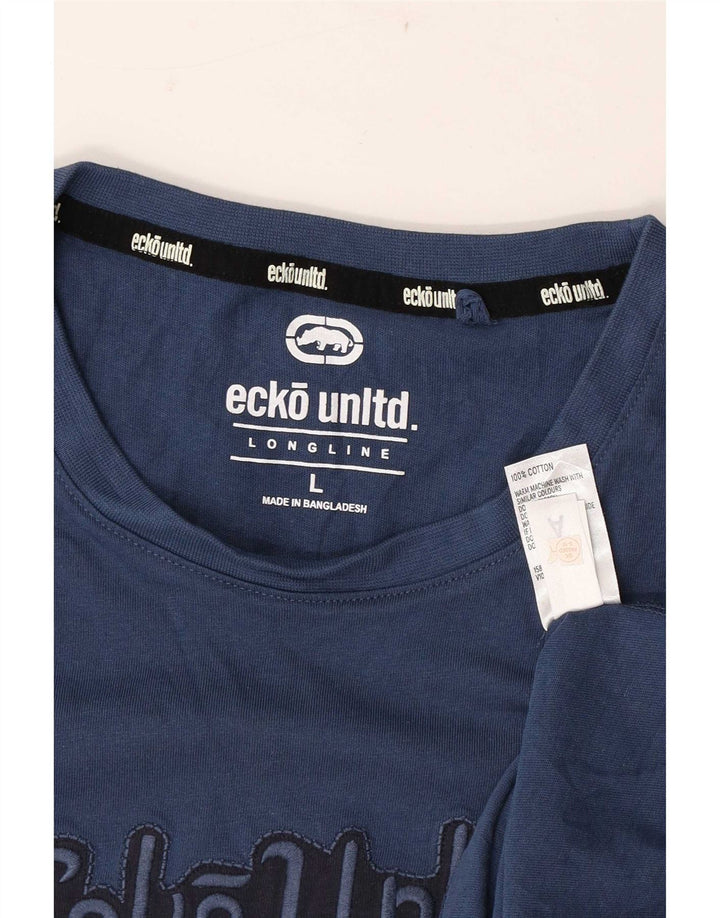 Ecko Unltd Mens Graphic T-Shirt Top Large Navy Blue Cotton