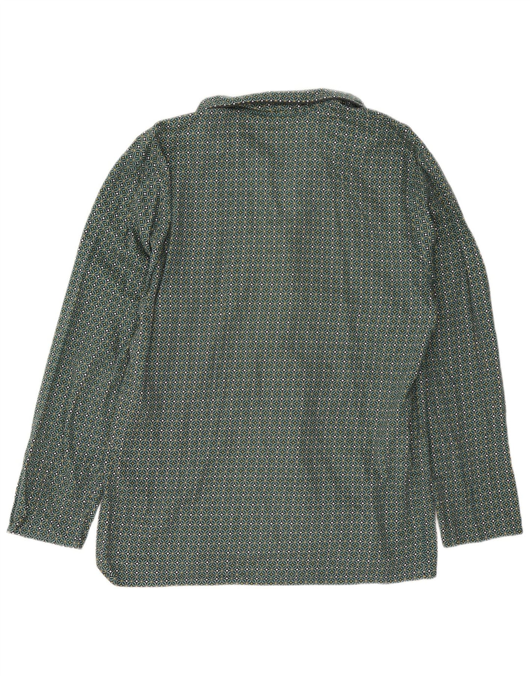 Marks & Spencer Mens Shirt Large Green Geometric Cotton