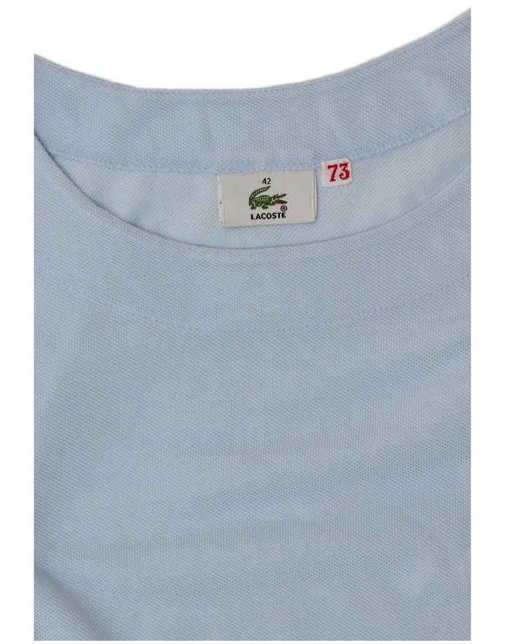 Lacoste Womens Crop T-Shirt Top Size 42 Large Blue Cotton