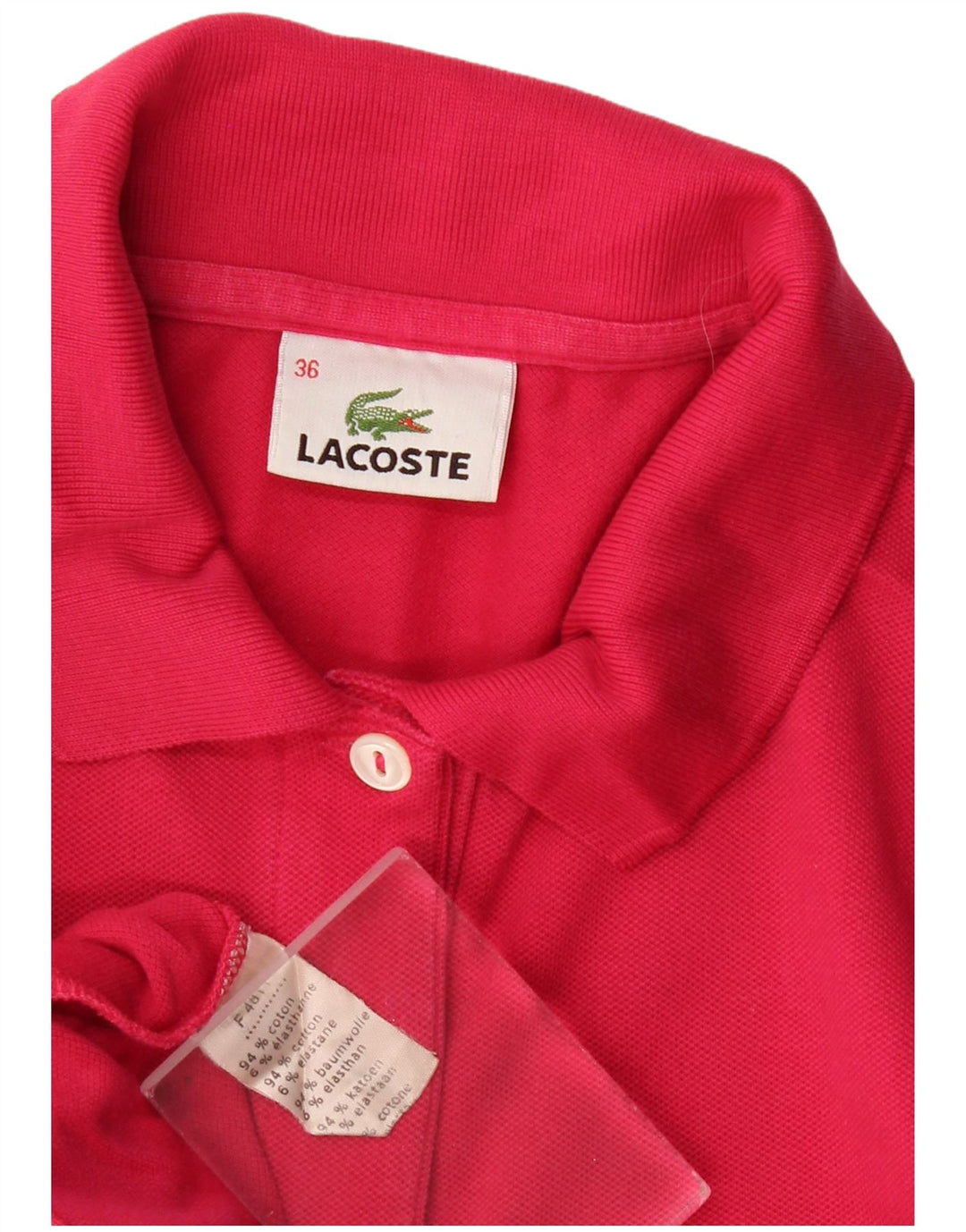 Lacoste Womens Polo Shirt Size 36 Small Red Cotton