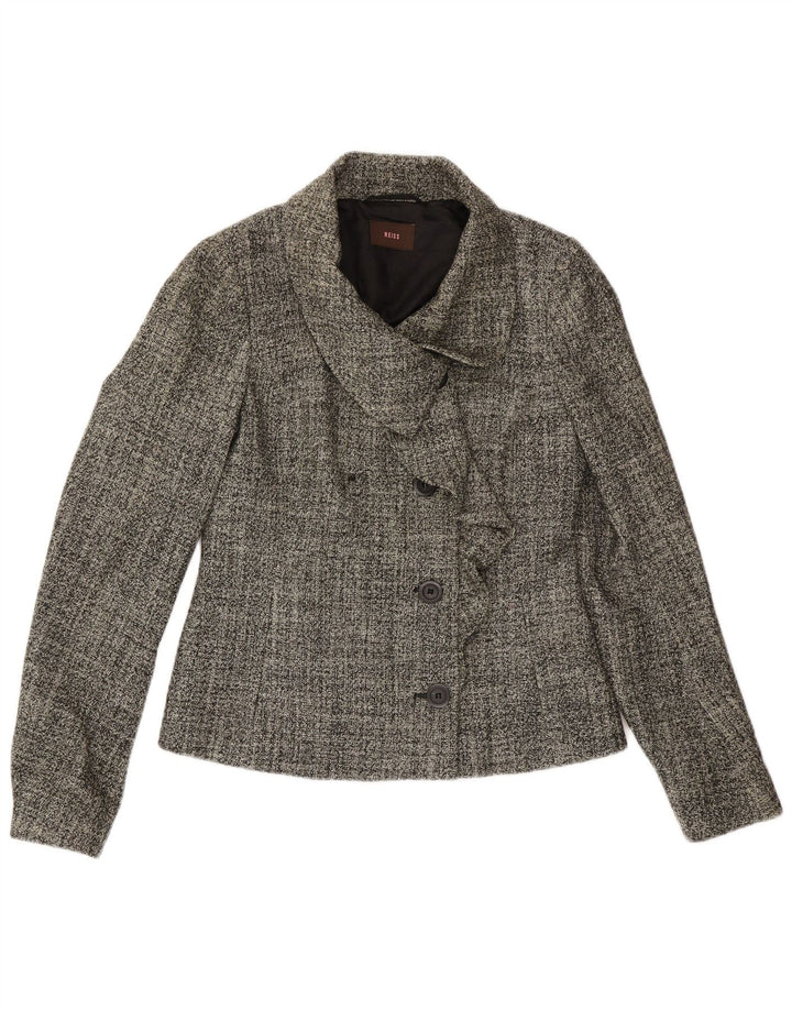 Reiss Womens 4 Button Blazer Jacket UK 10 Small Grey Wool
