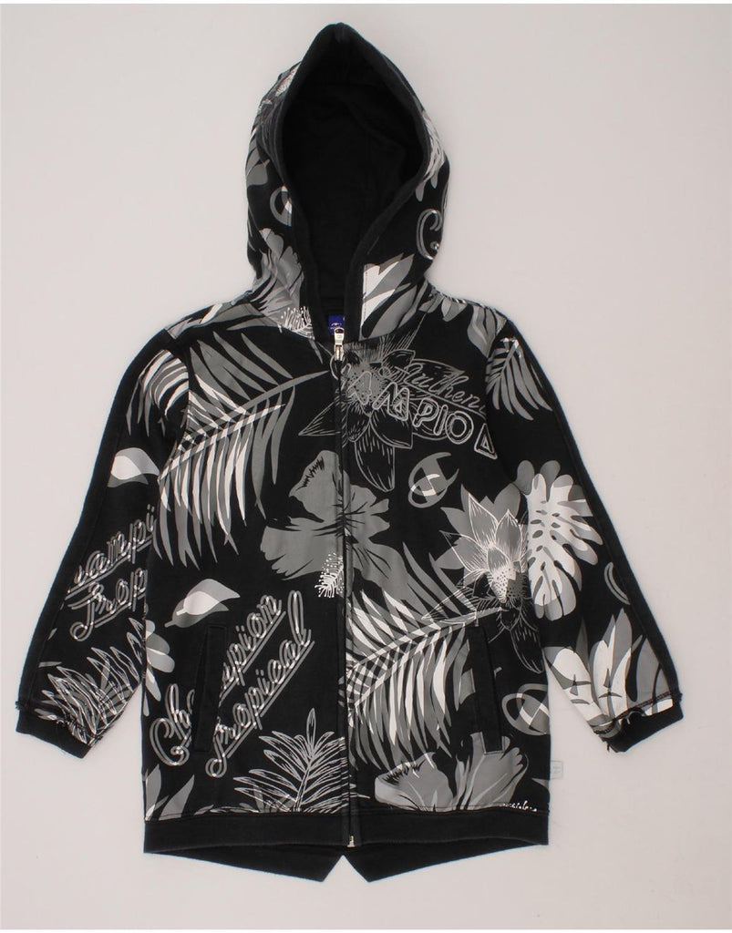 CHAMPION Girls Zip Hoodie Sweater 5-6 Years XS  Black Floral Vintage Champion and Second-Hand Champion from Messina Hembry 