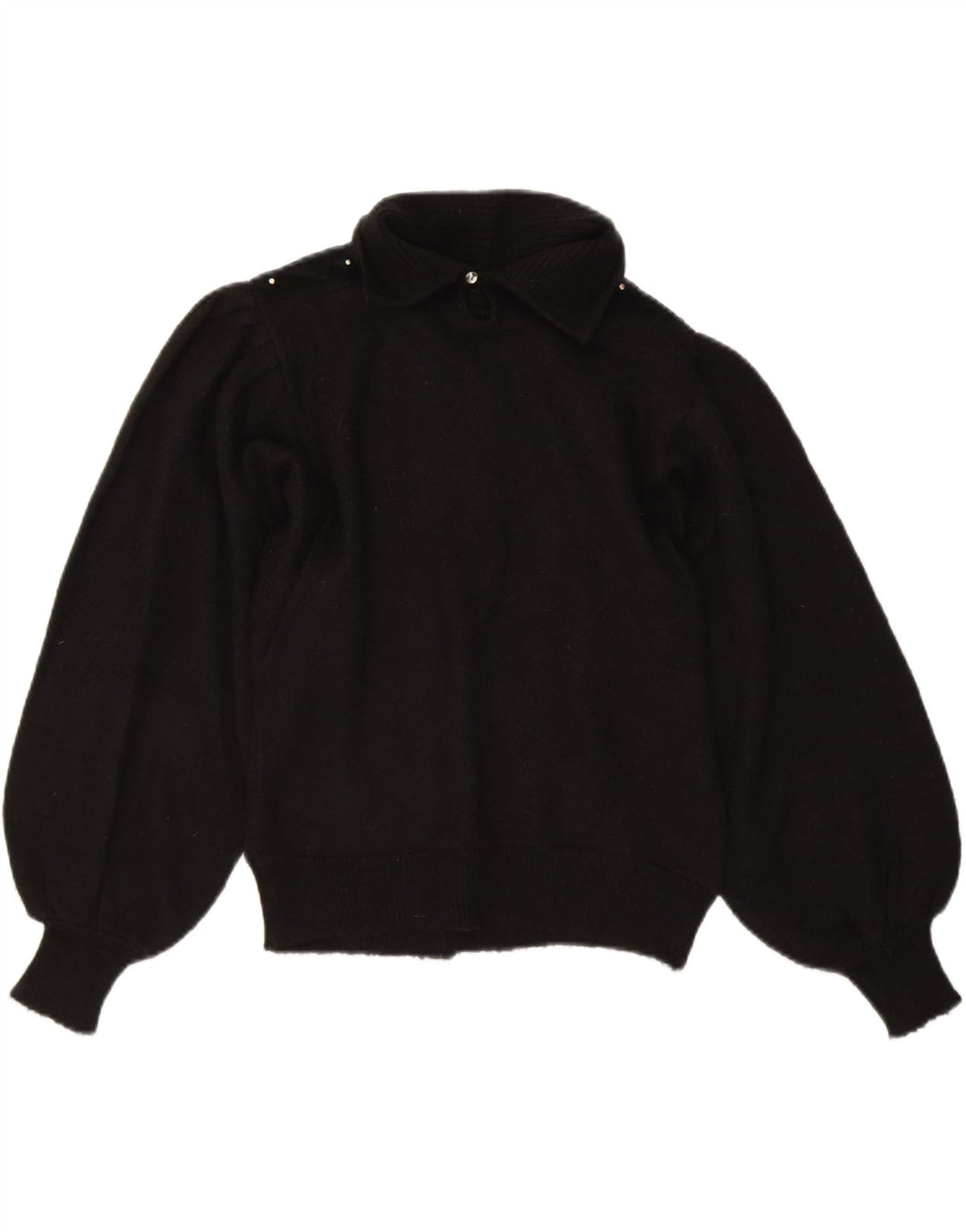 VINTAGE Womens Polo Neck Jumper Sweater UK 12 Medium Black Vintage Vintage and Second-Hand Vintage from Messina Hembry 