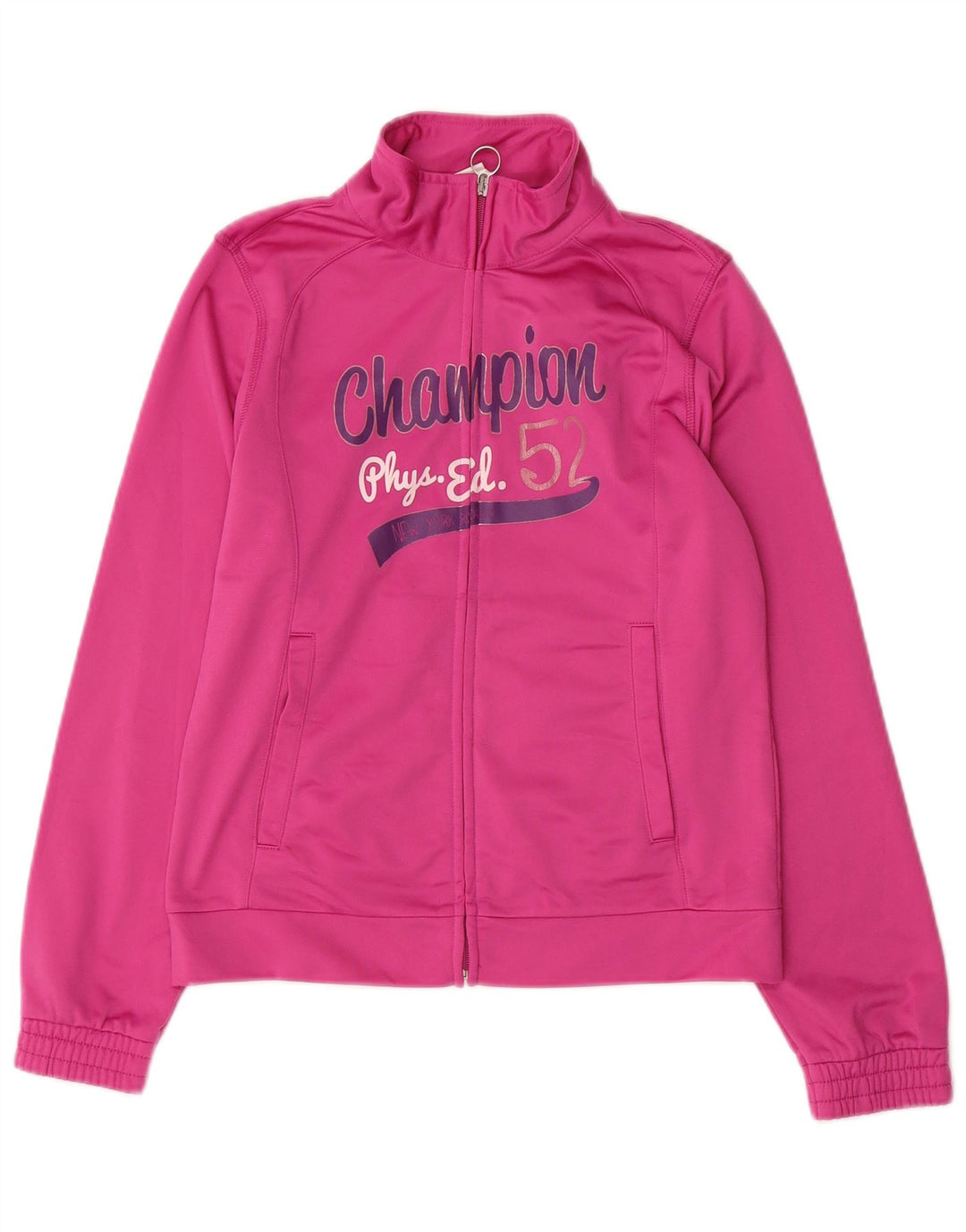 CHAMPION Girls Graphic Tracksuit Top Jacket 11-12 Years Large Pink