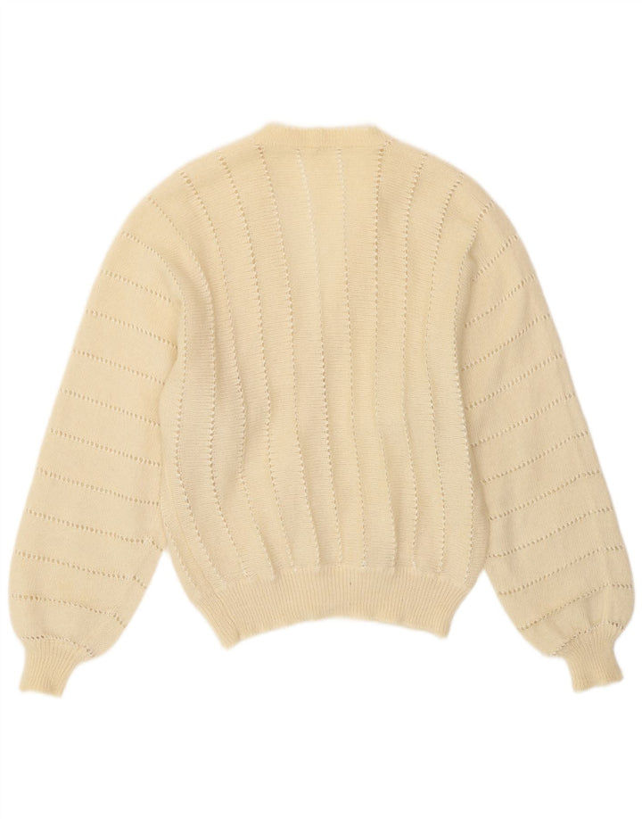 Vintage Womens Cardigan Sweater UK 14 Medium Off White