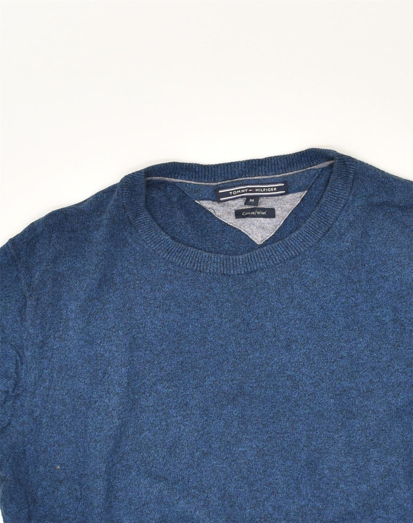 TOMMY HILFIGER Mens Crew Neck Jumper Sweater Medium Blue Cotton | Vintage Tommy Hilfiger | Thrift | Second-Hand Tommy Hilfiger | Used Clothing | Messina Hembry 