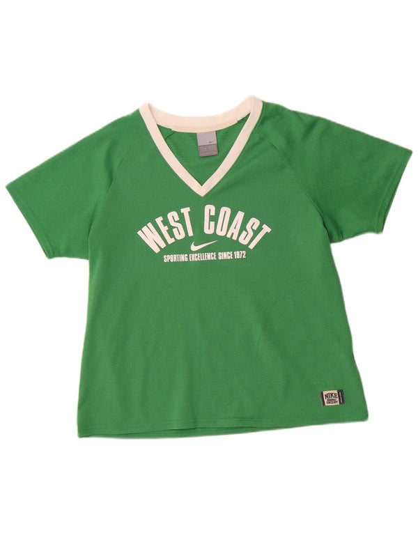 Nike Womens Graphic T-Shirt Top UK 16/18 XL Green Colourblock Polyester