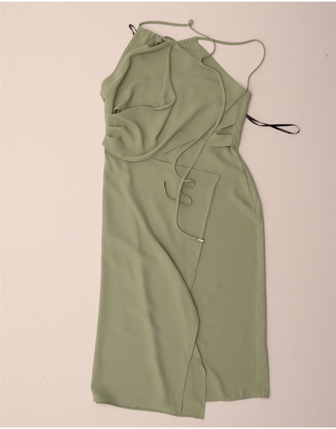 KAREN MILLEN Womens Halter Dress UK 14 Large Green Polyester