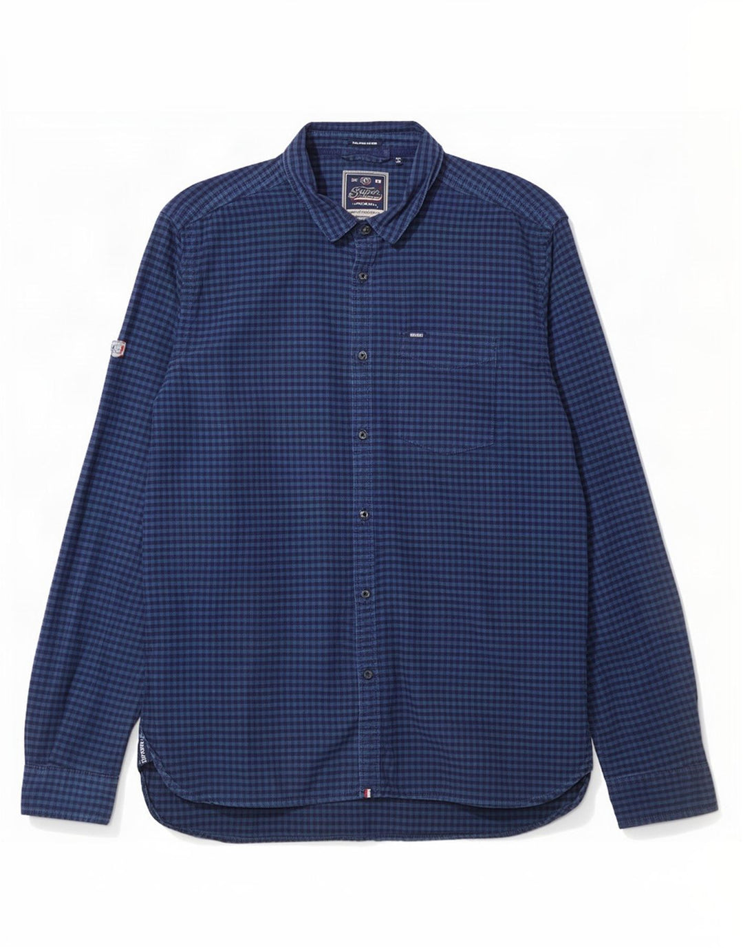 Superdry Mens Shirt 2XL Navy Blue Gingham Cotton