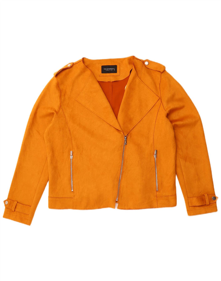 C & A Womens Crop Biker Jacket EU 44 XL Yellow Polyester