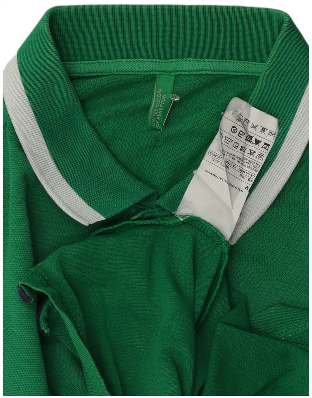 Benetton Mens Polo Shirt Medium Green Cotton