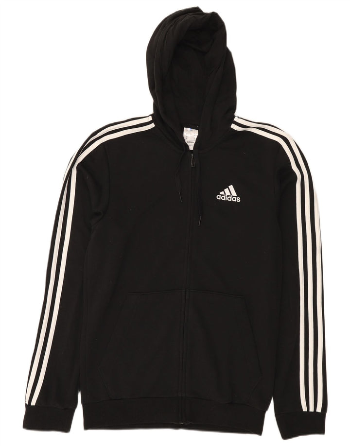 Adidas Mens Zip Hoodie Sweater Small Black Cotton