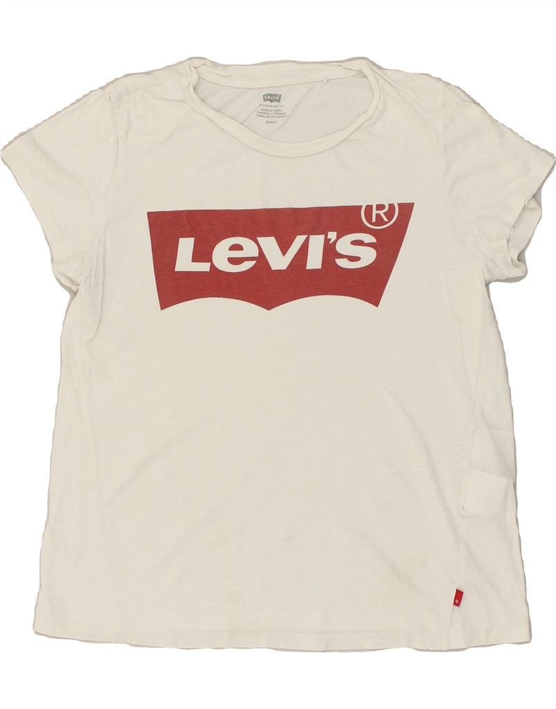 LEVI'S Womens Graphic T-Shirt Top UK 12 Small White Cotton | Vintage Levi's | Thrift | Second-Hand Levi's | Used Clothing | Messina Hembry 