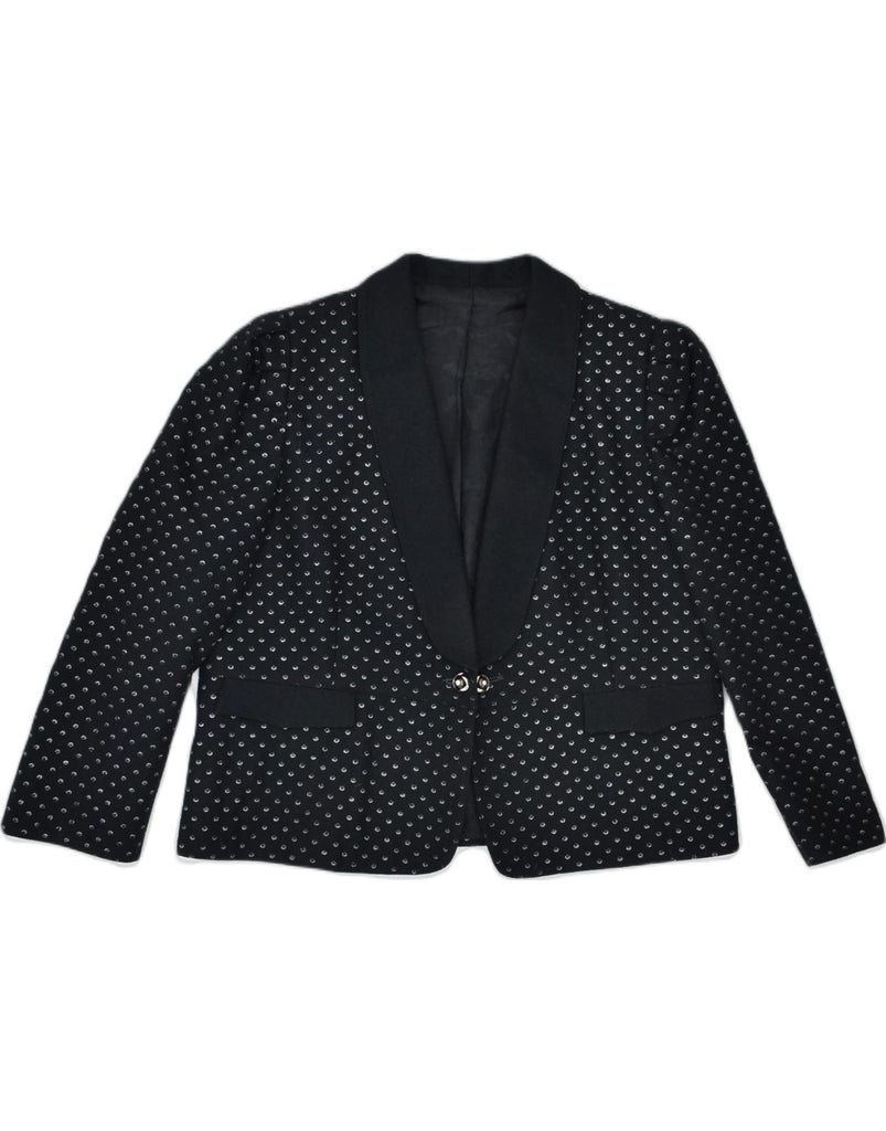 VINTAGE Womens 1 Button Blazer Jacket EU 40 Medium Black Polka Dot Classic | Vintage | Thrift | Second-Hand | Used Clothing | Messina Hembry 