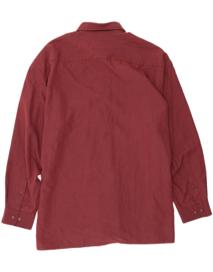 PIERRE CARDIN Mens Shirt 2XL Maroon Rayon Vintage Pierre Cardin and Second-Hand Pierre Cardin from Messina Hembry 