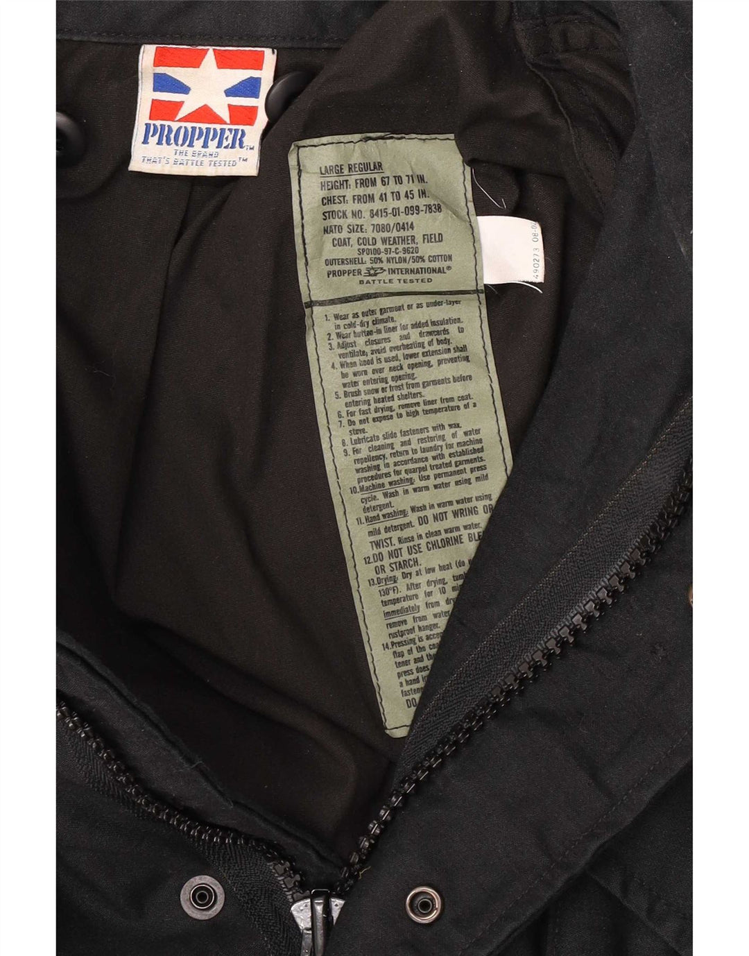 Propper Mens Military Jacket UK 40 Large Black Nylon