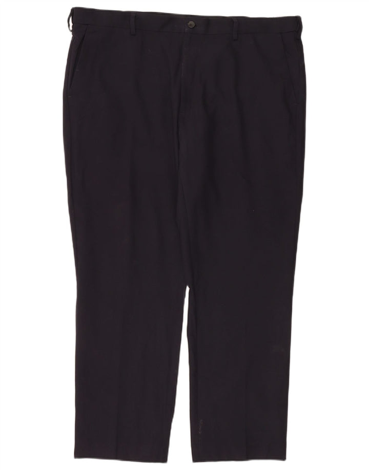 Marks & Spencer Mens Regular Fit Chino Trousers W40 L29 Navy Blue Polyester
