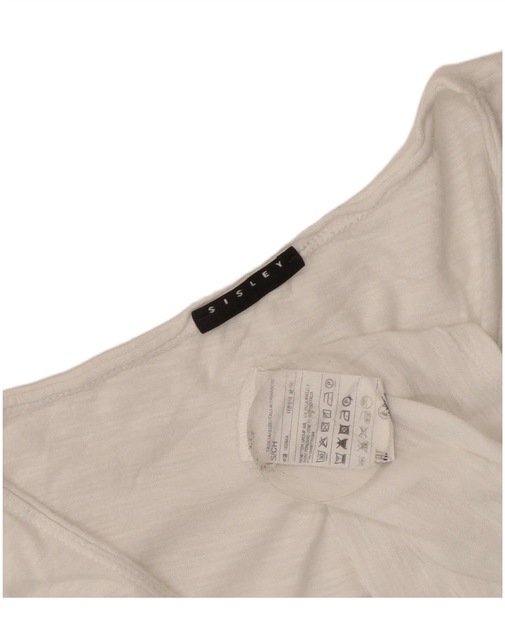 Sisley Womens Crop Vest Top UK 8 Small White Cotton
