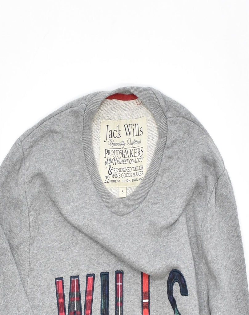 JACK WILLS Mens Graphic Sweatshirt Jumper Small Grey Cotton | Vintage | Thrift | Second-Hand | Used Clothing | Messina Hembry 