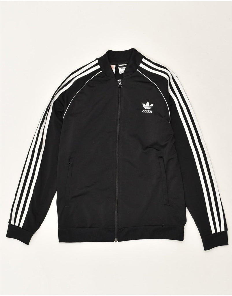 ADIDAS Boys Graphic Tracksuit Top Jacket 13-14 Years Black Polyester | Vintage Adidas | Thrift | Second-Hand Adidas | Used Clothing | Messina Hembry 