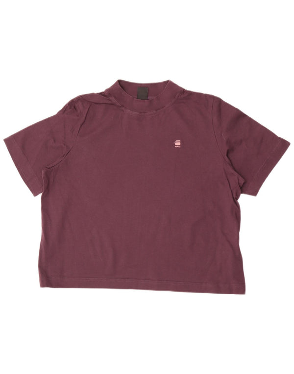 G-Star Womens Crop Oversized T-Shirt Top UK 14 Medium Burgundy Cotton