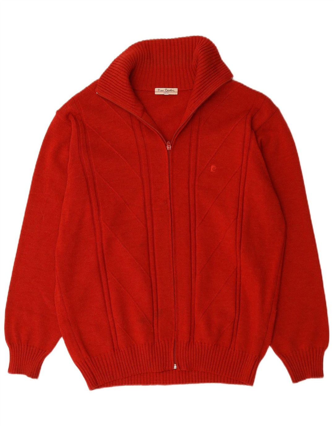 Pierre Cardin Mens Cardigan Sweater Large Red Wool