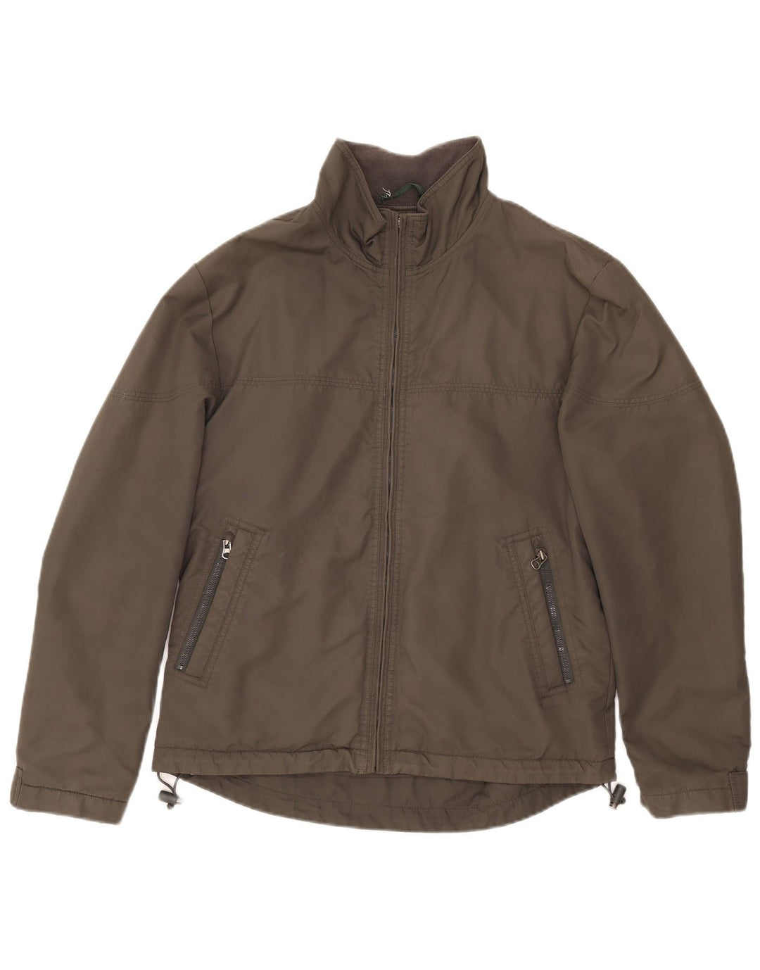 Zara Mens Bomber Jacket UK 40 Large Khaki Nylon
