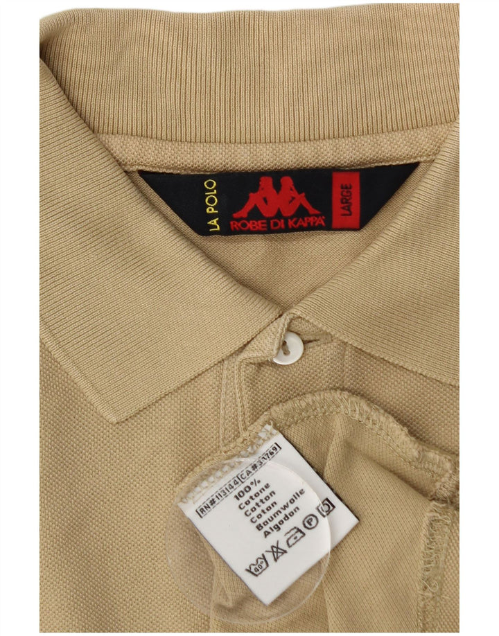 Kappa Mens Polo Shirt Large Beige Cotton