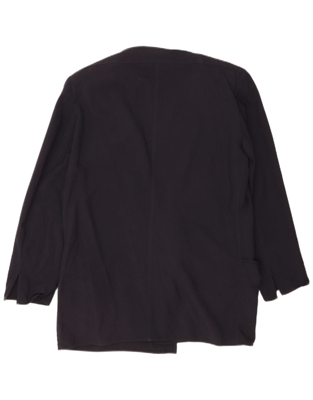 Vintage Womens Loose Fit Open Blazer Jacket IT 46 Large Navy Blue Wool