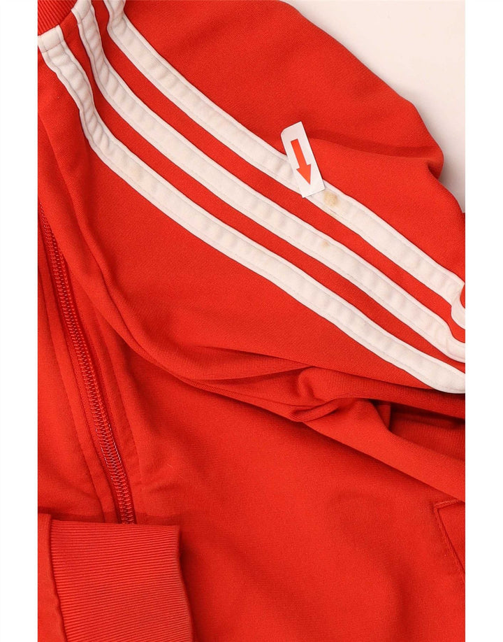 Adidas Boys Tracksuit Top Jacket 11-12 Years Red Polyester