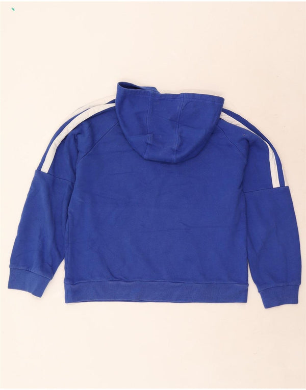 Adidas Girls Graphic Hoodie Jumper 13-14 Years XL Blue Cotton