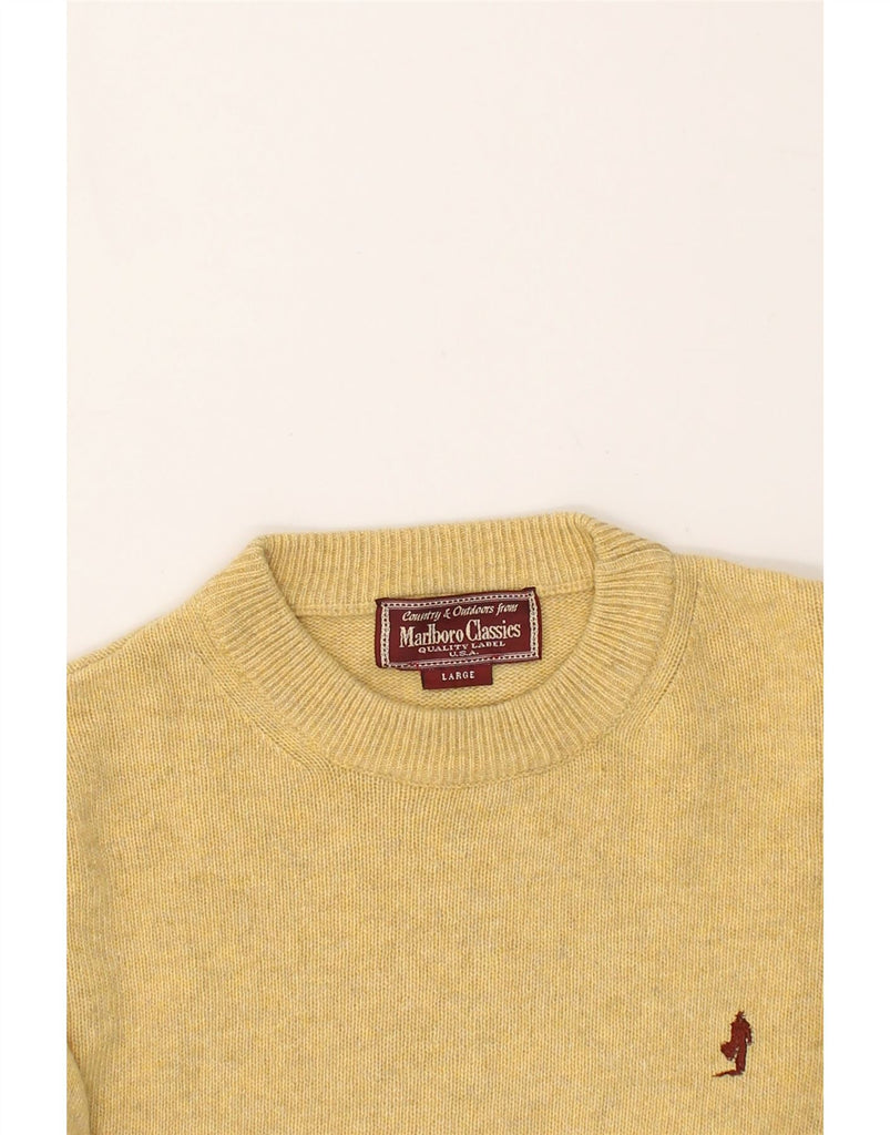 MARLBORO CLASSICS Mens Crew Neck Jumper Sweater Large Yellow Wool | Vintage Marlboro Classics | Thrift | Second-Hand Marlboro Classics | Used Clothing | Messina Hembry 