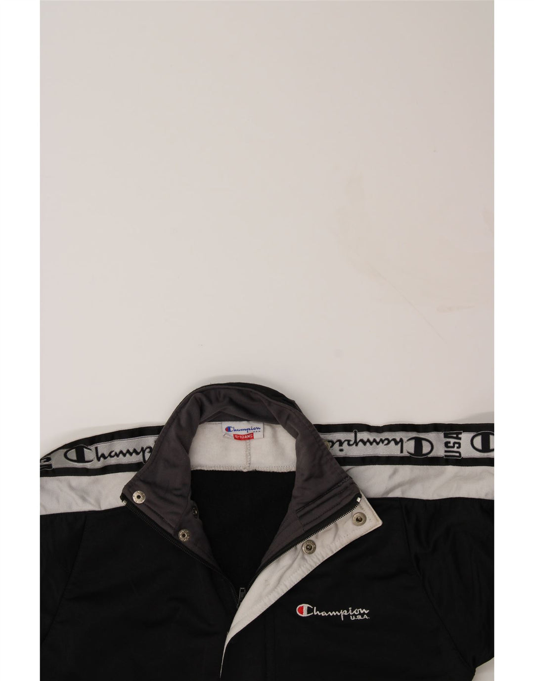 CHAMPION Boys USA Tracksuit Top Jacket 9-10 Years Black Colourblock Vintage Champion and Second-Hand Champion from Messina Hembry 