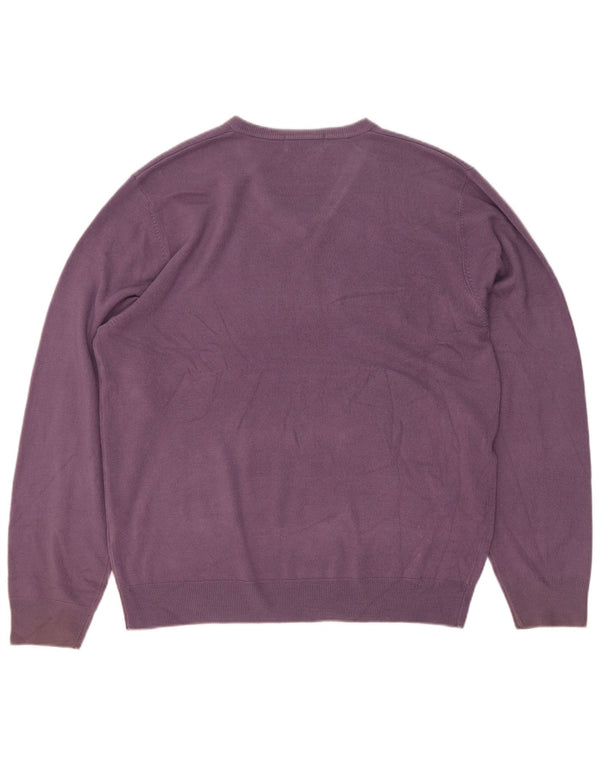 Marks & Spencer Mens Blue Harbour V-Neck Jumper Sweater Large Purple