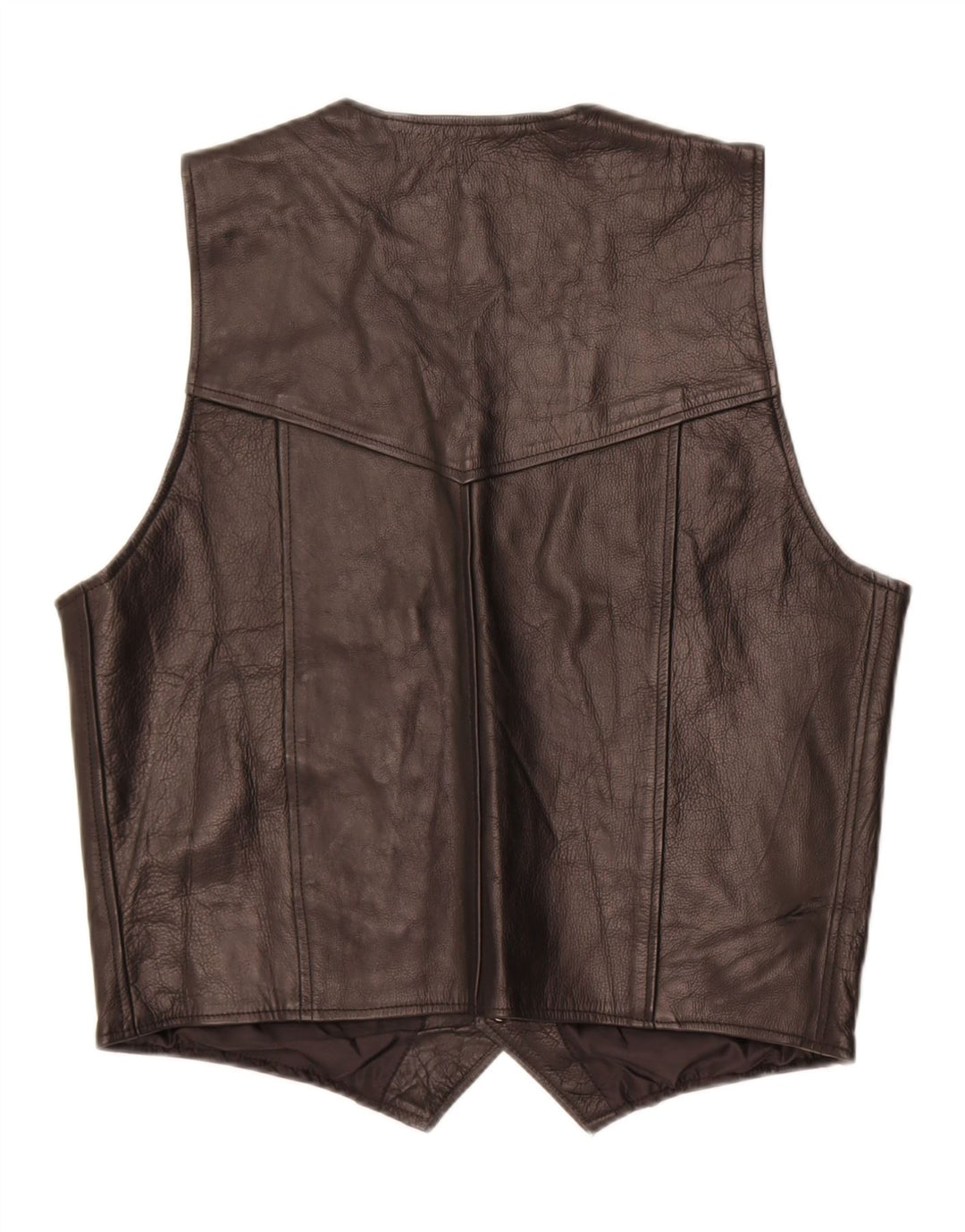 Vintage Mens Leather Waistcoat XL Black Leather