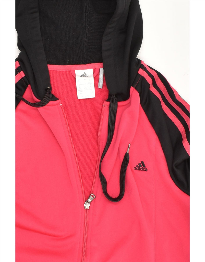 ADIDAS Womens Zip Hoodie Sweater UK 16 Large Pink Colourblock Polyester | Vintage Adidas | Thrift | Second-Hand Adidas | Used Clothing | Messina Hembry 