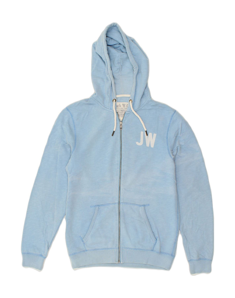 JACK WILLS Mens Graphic Zip Hoodie Sweater Small Blue Cotton | Vintage Jack Wills | Thrift | Second-Hand Jack Wills | Used Clothing | Messina Hembry 