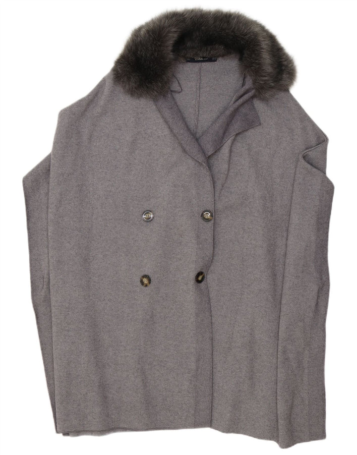 Zara Womens Poncho Coat UK 10 Small Grey Viscose