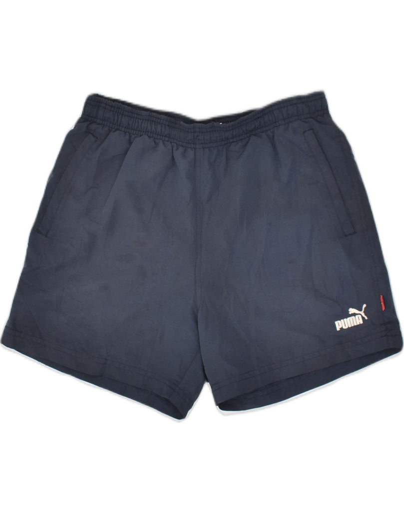 PUMA Mens Sport Shorts Medium Navy Blue Polyester | Vintage Puma | Thrift | Second-Hand Puma | Used Clothing | Messina Hembry 