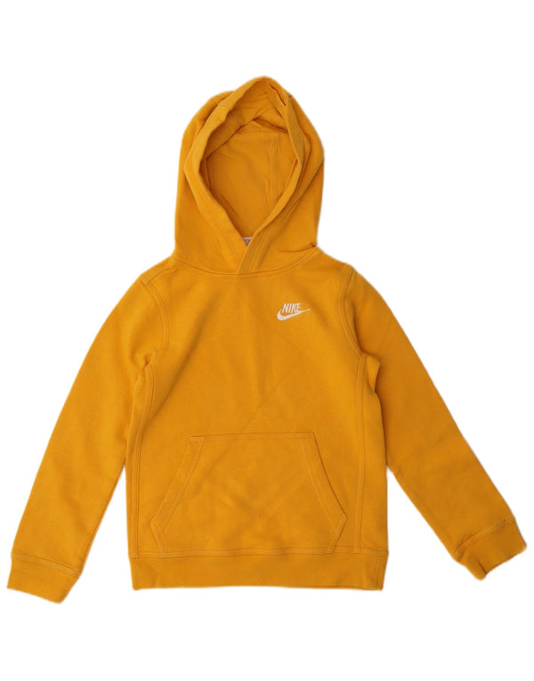 Nike Girls Hoodie Jumper 8-9 Years Small  Yellow Cotton