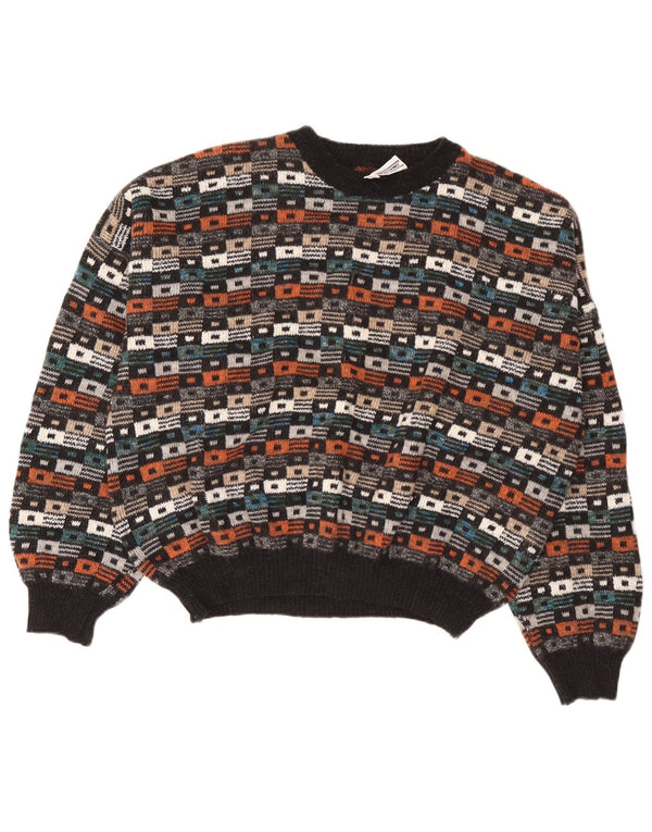 Vintage Mens Crew Neck Jumper Sweater IT 54 XL Multicoloured Geometric Wool