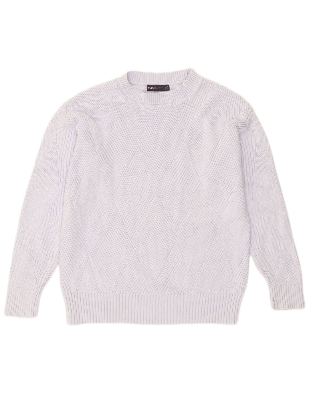 Marks & Spencer Womens Crew Neck Jumper Sweater UK 14 Medium Purple Cotton