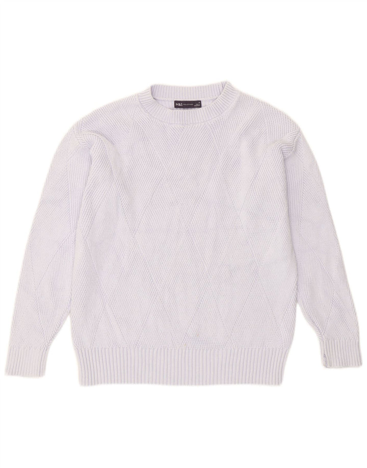 Marks & Spencer Womens Crew Neck Jumper Sweater UK 14 Medium Purple Cotton